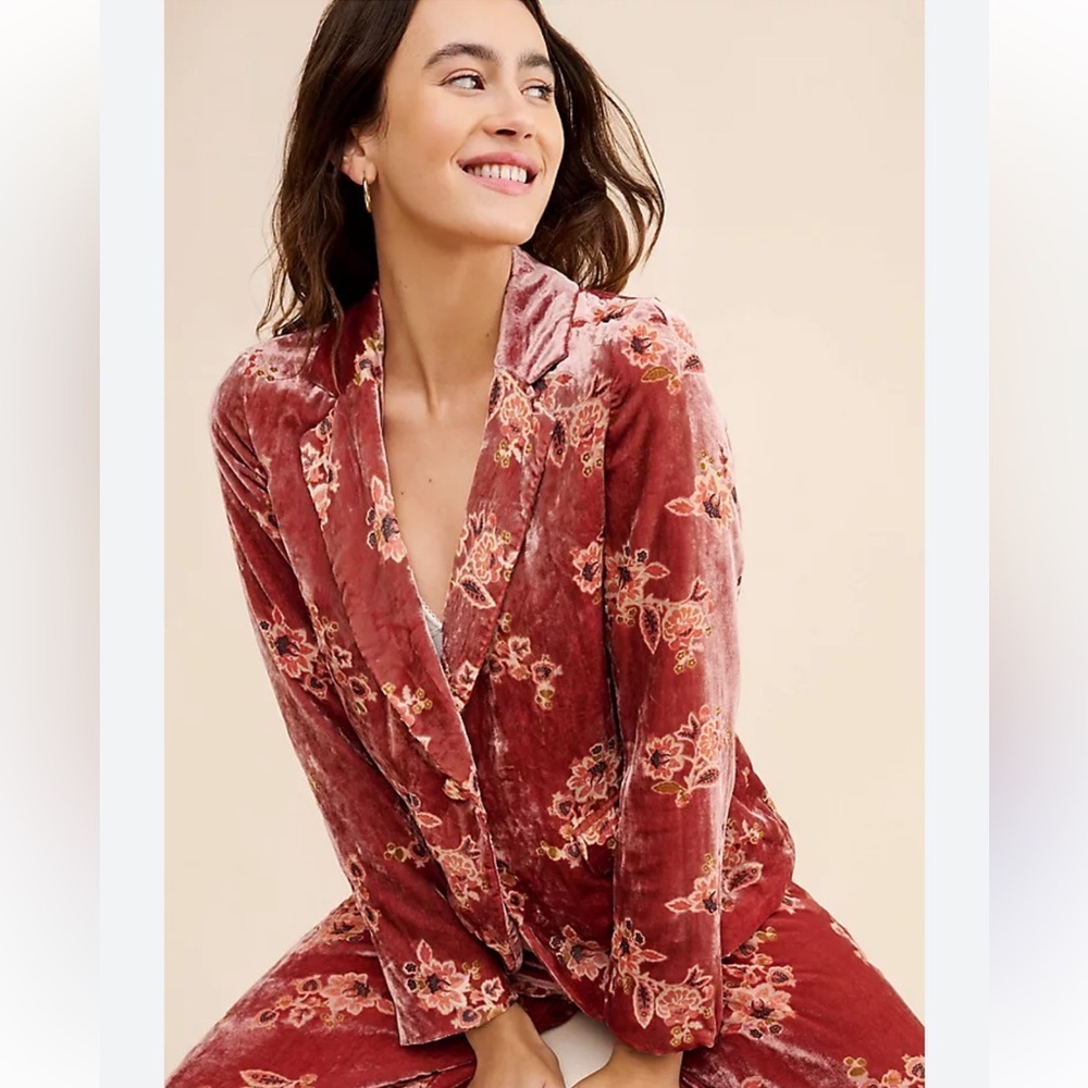 Anthropologie Hutch | Women’s Floral Velvet Blazer Size XSP